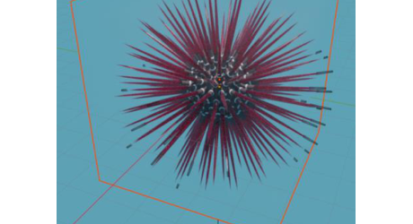 Rendered 3D sea urchin inside an underwater fog volume